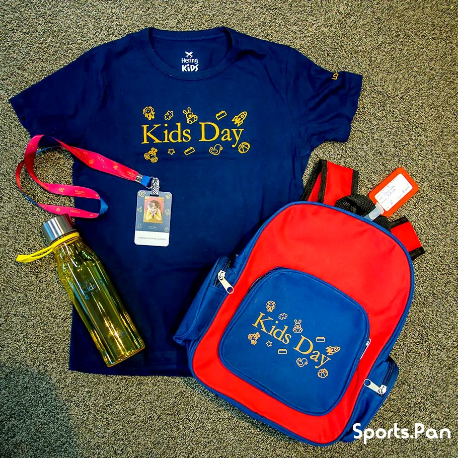 Kit personalizado Kids Day — camiseta, mochila e squeeze